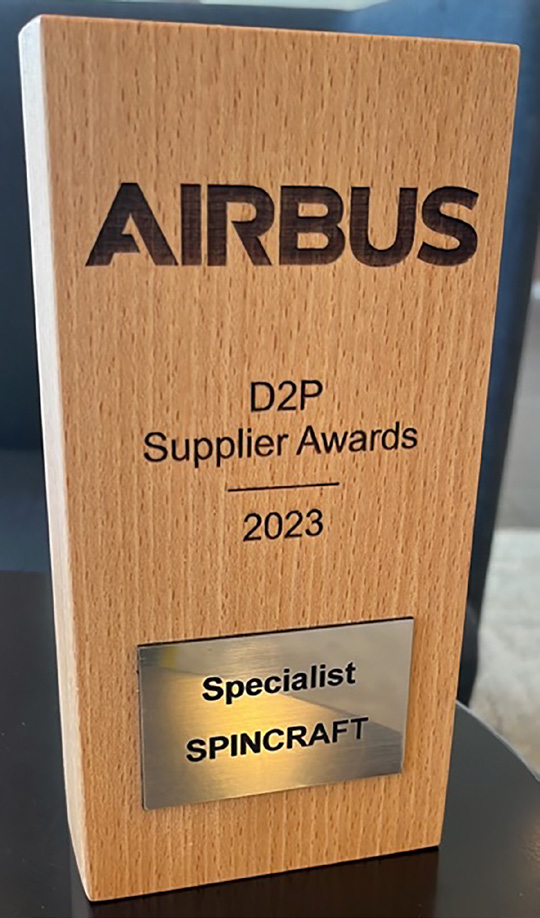 Spincraft Receives Airbus D2P Supplier Award