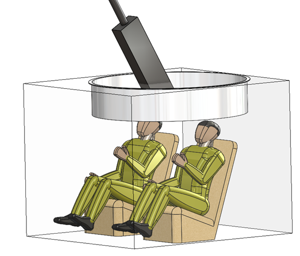 Drawing of crew with head clearance in armored vehicle